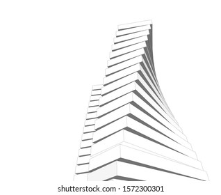 abstract buildings, architectural drawing 3d