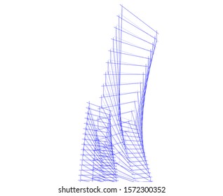 abstract buildings, architectural drawing 3d