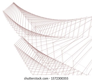abstract buildings, architectural drawing 3d