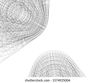 abstract buildings, architectural drawing 3d