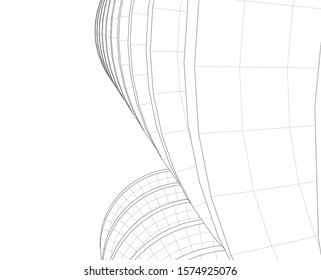 abstract buildings, architectural drawing 3d