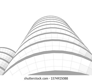abstract buildings, architectural drawing 3d
