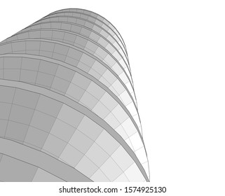 abstract buildings, architectural drawing 3d