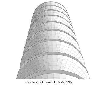 abstract buildings, architectural drawing 3d