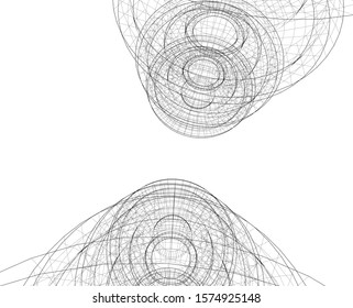 abstract buildings, architectural drawing 3d