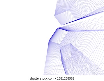 abstract buildings, architectural drawing 3d