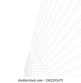 abstract buildings, architectural drawing 3d