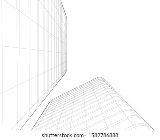 abstract buildings, architectural drawing 3d