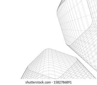 abstract buildings, architectural drawing 3d