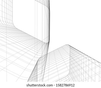 abstract buildings, architectural drawing 3d