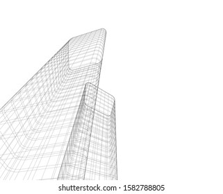  abstract buildings, architectural drawing 3d