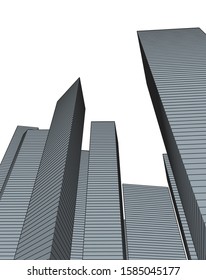 abstract buildings, architectural drawing 3d