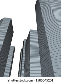 abstract buildings, architectural drawing 3d