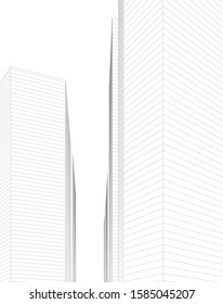abstract buildings, architectural drawing 3d