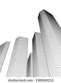 abstract buildings, architectural drawing 3d