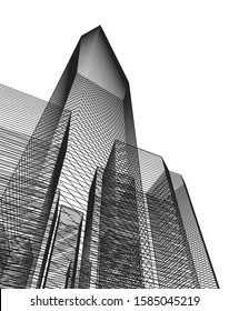 abstract buildings, architectural drawing 3d