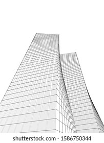 abstract buildings, architectural drawing 3d