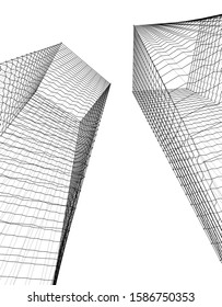 abstract buildings, architectural drawing 3d