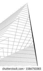 abstract buildings, architectural drawing 3d