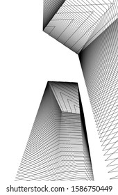 abstract buildings, architectural drawing 3d