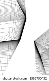 abstract buildings, architectural drawing 3d