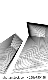 abstract buildings, architectural drawing 3d