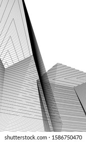 abstract buildings, architectural drawing 3d
