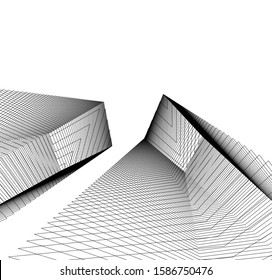 abstract buildings, architectural drawing 3d