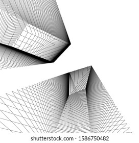 abstract buildings, architectural drawing 3d