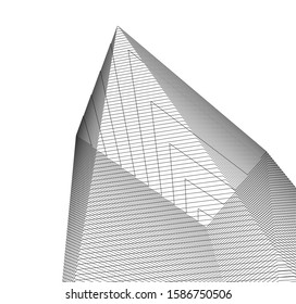abstract buildings, architectural drawing 3d