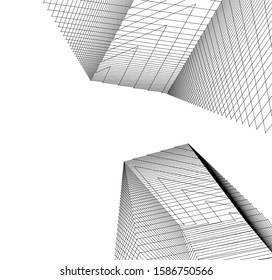 abstract buildings, architectural drawing 3d