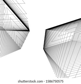 abstract buildings, architectural drawing 3d