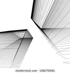 abstract buildings, architectural drawing 3d