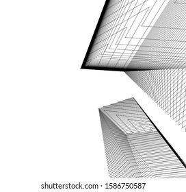 abstract buildings, architectural drawing 3d