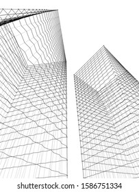 abstract buildings, architectural drawing 3d
