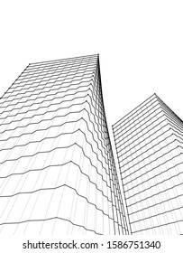abstract buildings, architectural drawing 3d