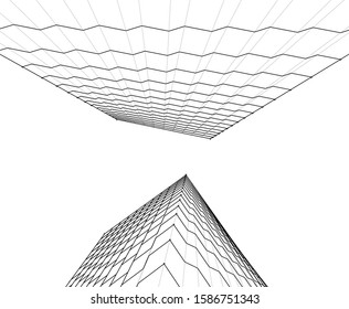 abstract buildings, architectural drawing 3d