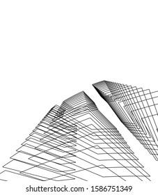 abstract buildings, architectural drawing 3d