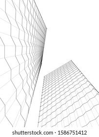 abstract buildings, architectural drawing 3d