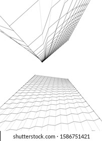 abstract buildings, architectural drawing 3d