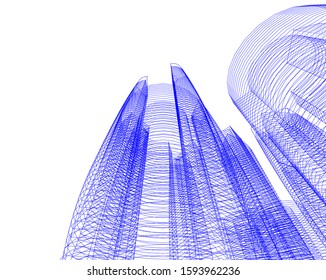 abstract buildings, architectural drawing 3d