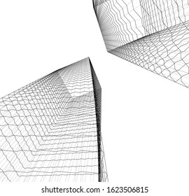 abstract buildings, architectural drawing 3d