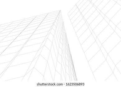 abstract buildings, architectural drawing 3d