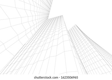 abstract buildings, architectural drawing 3d