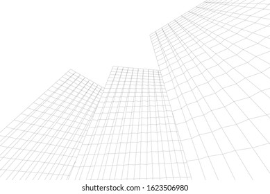 abstract buildings, architectural drawing 3d