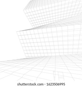 abstract buildings, architectural drawing 3d