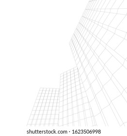 abstract buildings, architectural drawing 3d