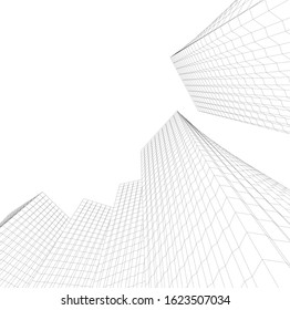 abstract buildings, architectural drawing 3d