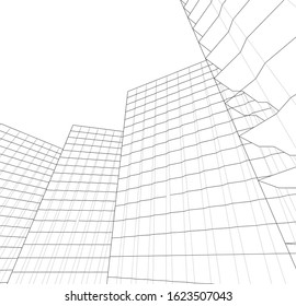 abstract buildings, architectural drawing 3d