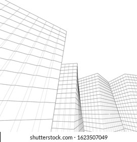 abstract buildings, architectural drawing 3d